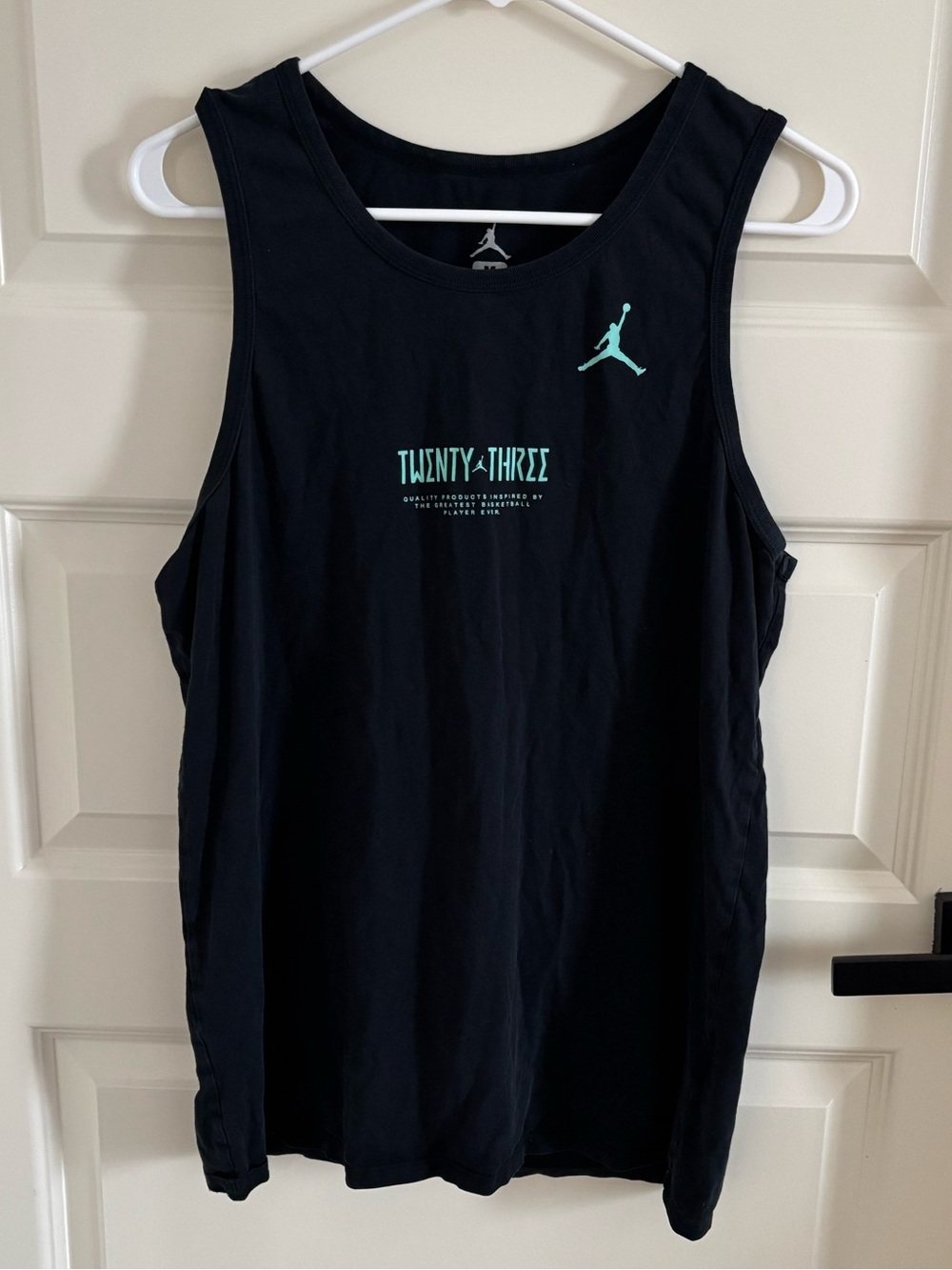 Jordan Black Cotton Tank with Mint Jumpman